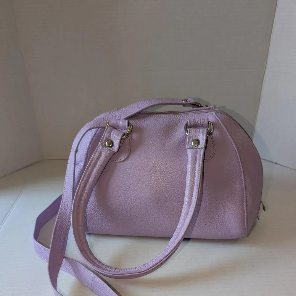 Lilac Leather Dome Satchel Handbag